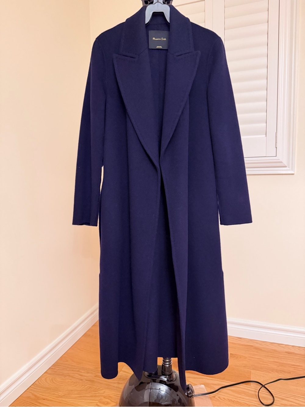 Massimo Dutti Navy Long Trench Coat